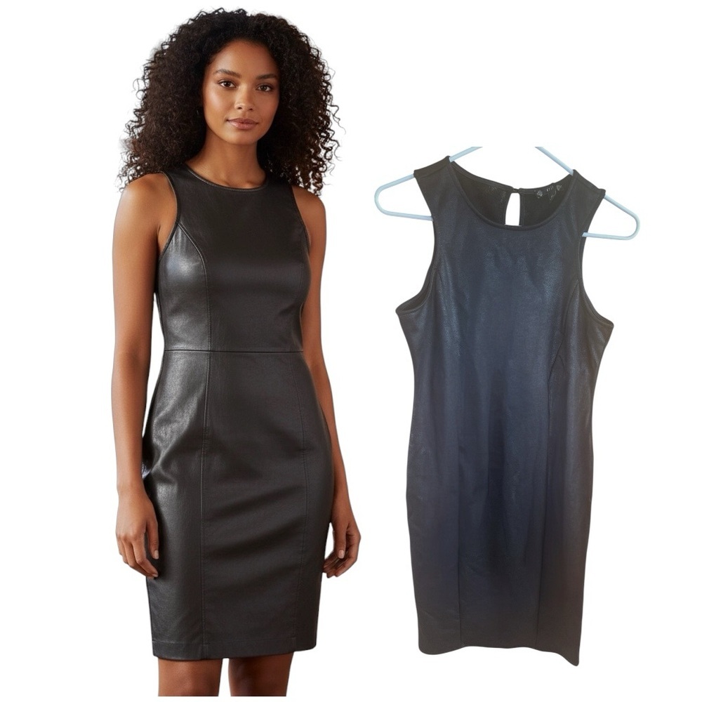IRIS Black Iridescent Bodycon Midi Dress XL Sleeveless Party Cocktail Dress